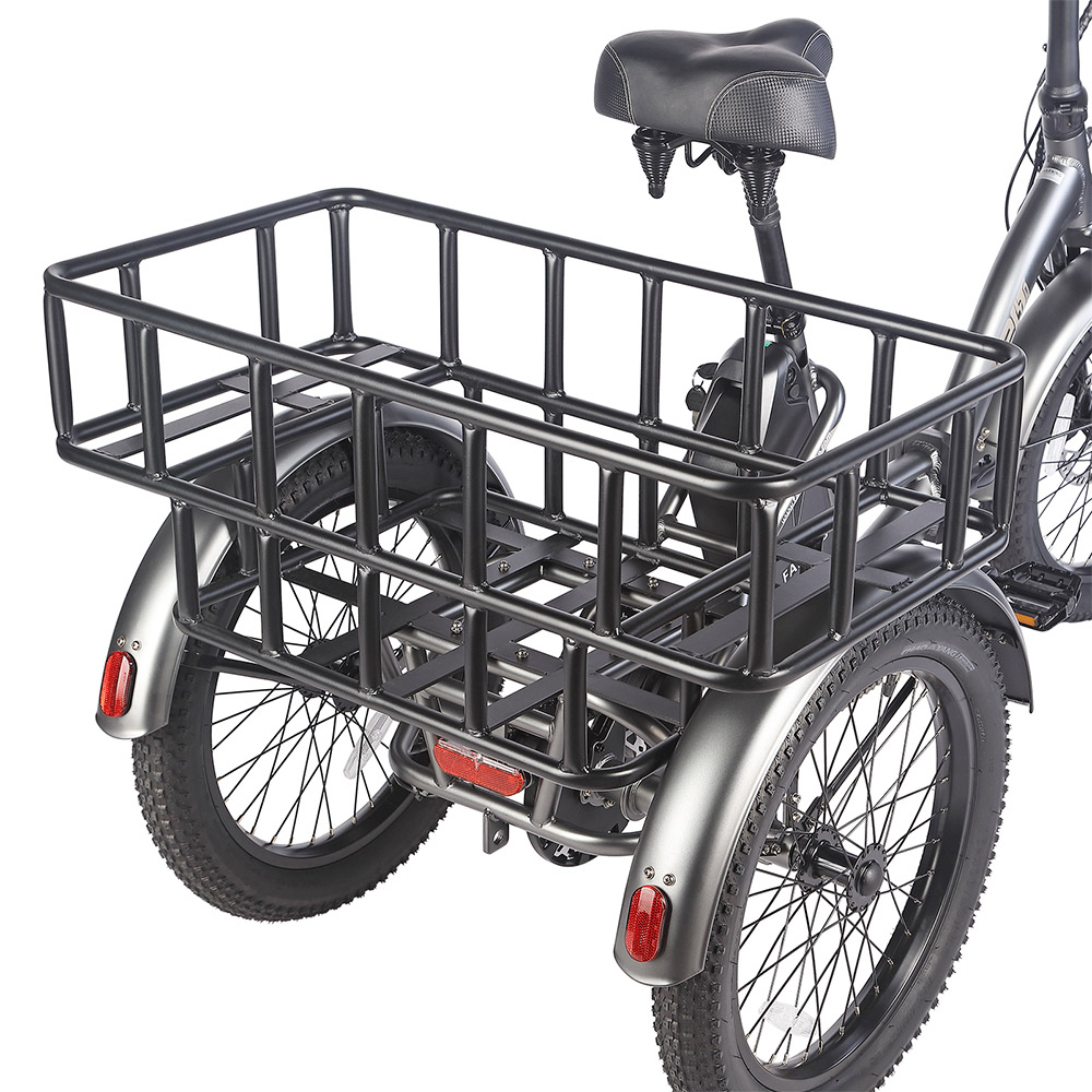 Fafrees F20 Mate Electric Tricycle Standard Version + Enlarged Rear Rack + Front Basket 500W Motor 48V/18.2Ah Battery 20*3.0-inch Fat Tire 110km Max Range Hydraulic Disc Brake - Black