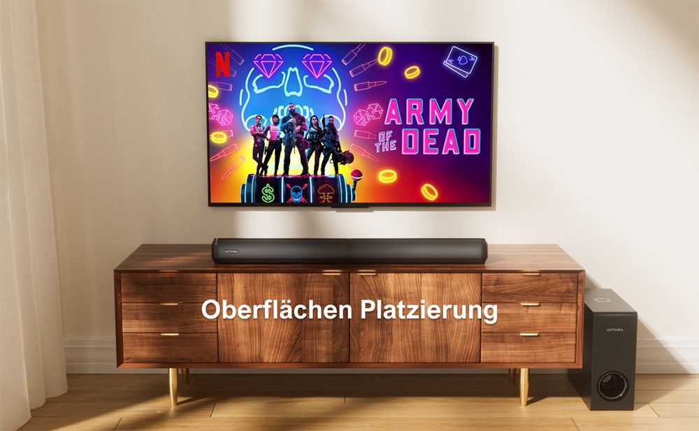Ultimea Apollo S50 4.1-Kanal abnehmbare Soundbar mit Subwoofer, Bluetooth 5.3, einstellbarem Basspegel, 3 EQ-Modi