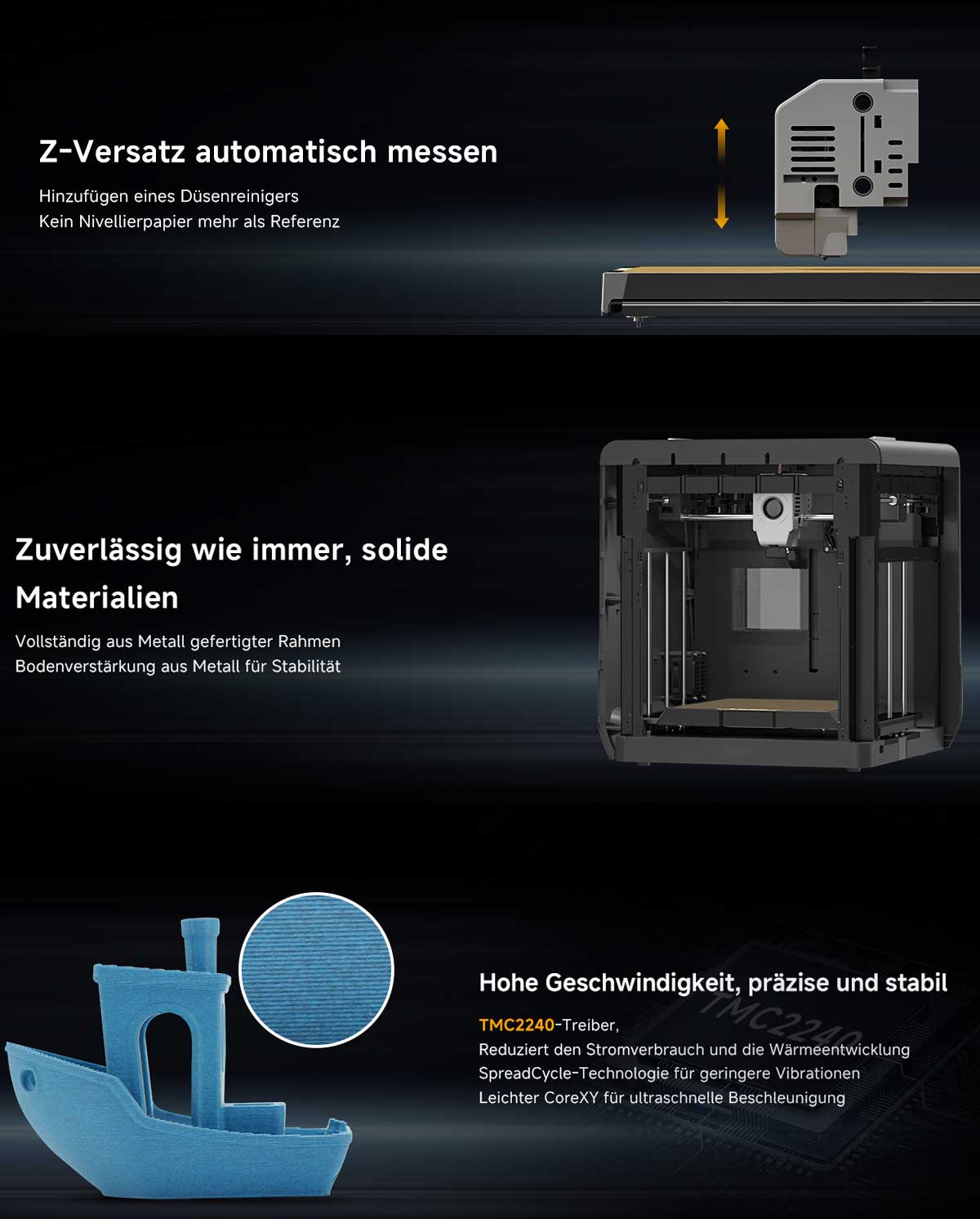 QIDI TECH Q1 Pro 3D-Drucker, Dual-Z-Motoren, 60°C Kammertemperatur, 350°C Druck, Tri-Metall-Hotend, automatische Nivellierung, ≤600mm/s Hochgeschwindigkeit, 64-Bit-Prozessor, Filamenterkennung, 245x245x240mm