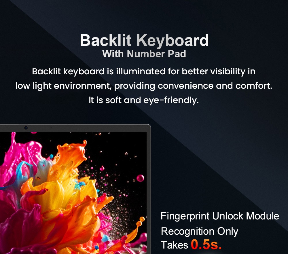 Ordinateur portable Ninkear A15 Pro, écran IPS 15,6'' 1920*1080, AMD Ryzen 5 6600H 6 cœurs Max 4,5 GHz, 32 Go de RAM DDR5 1 To SSD, WiFi6, clavier rétroéclairé, déverrouillage par empreinte digitale, ouverture et fermeture à 180°, 2 * Type-C, 2 * USB3.0 1 * HDMI 1 * casque 1 * Micro SD