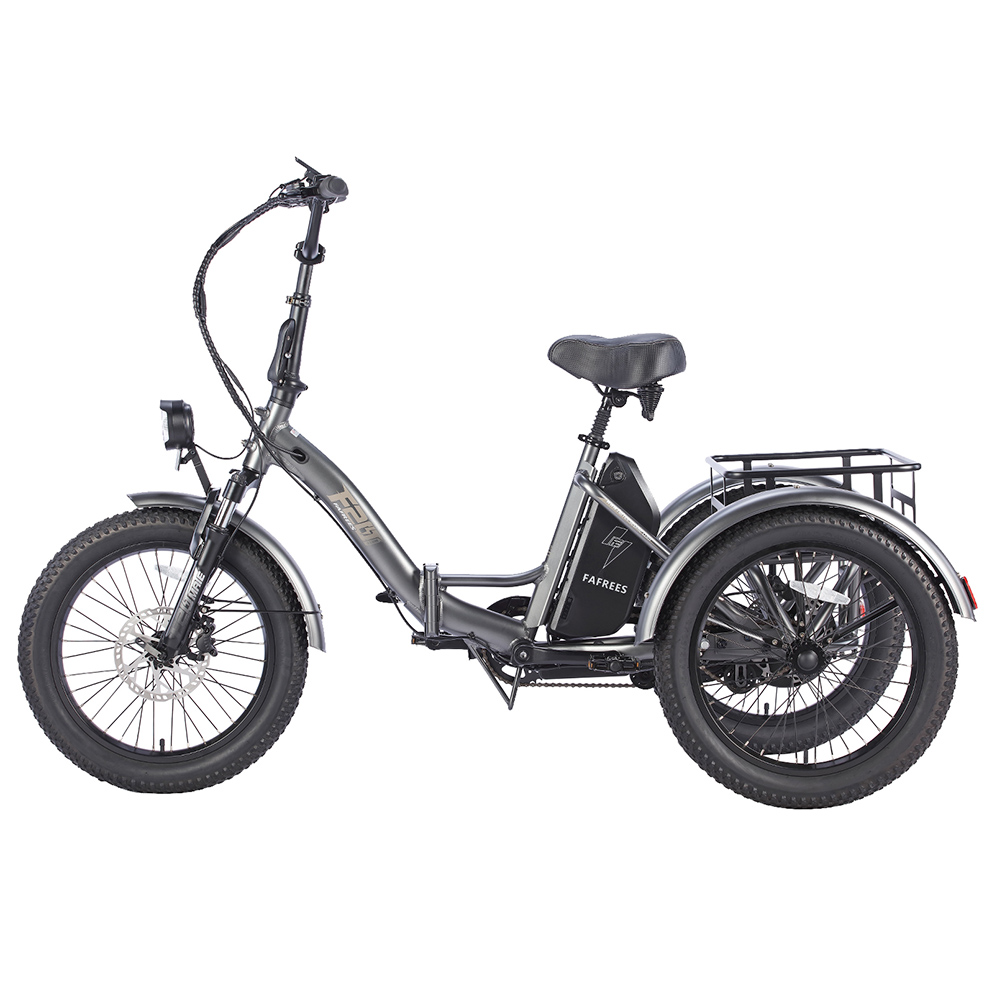 Fafrees F20 Mate Electric Tricycle Standard Version + Enlarged Rear Rack + Front Basket 500W Motor 48V/18.2Ah Battery 20*3.0-inch Fat Tire 110km Max Range Hydraulic Disc Brake - Black