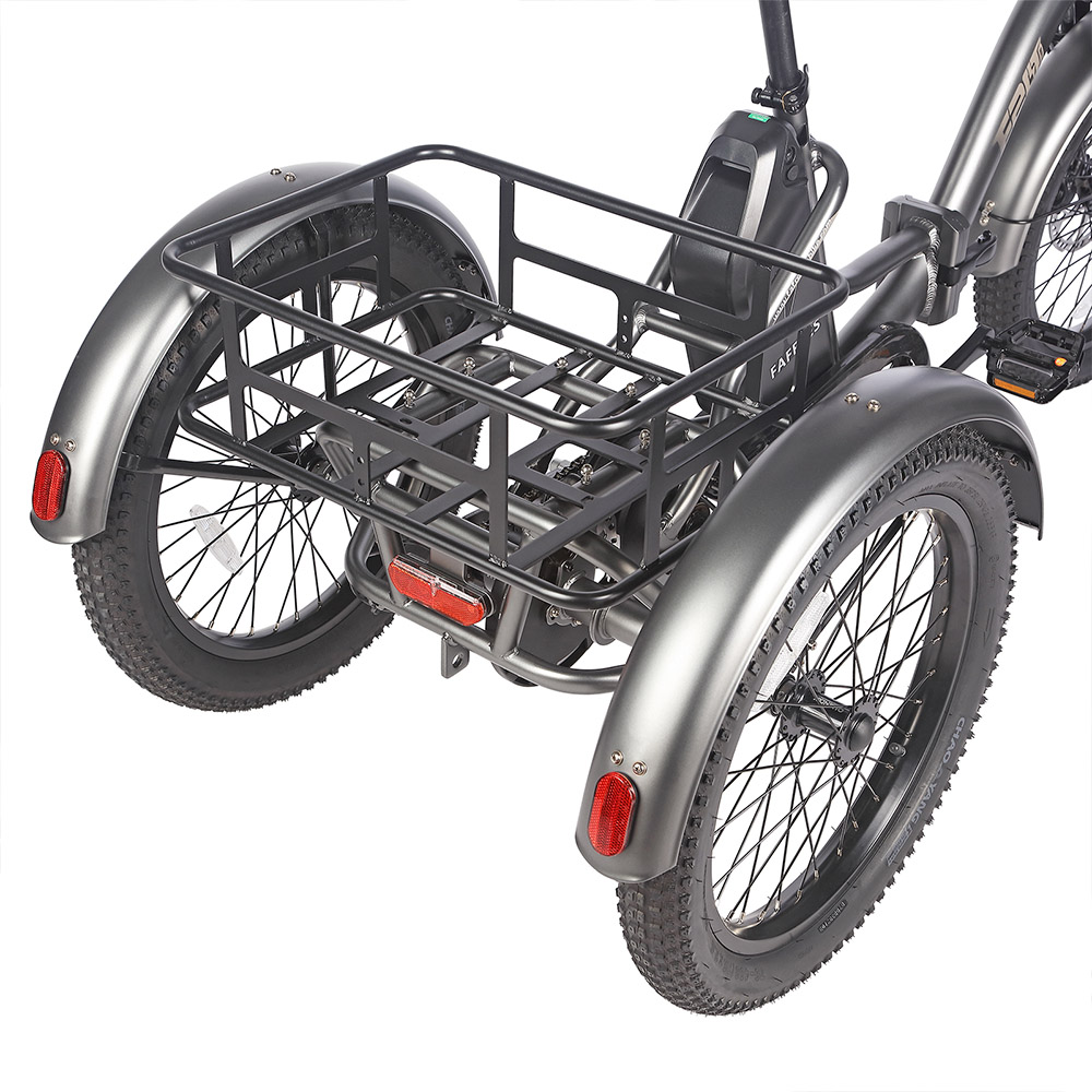 Fafrees F20 Mate Electric Tricycle Standard Version + Enlarged Rear Rack + Front Basket 500W Motor 48V/18.2Ah Battery 20*3.0-inch Fat Tire 110km Max Range Hydraulic Disc Brake - Black