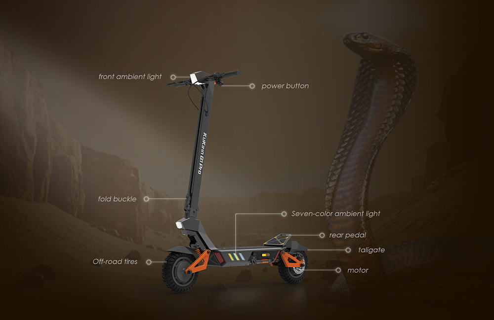 KuKirin G1 Pro Folding Electric Scooter, 10-inch Pneumatic Tire, 2*800W Motor, 48V 20.8Ah Battery, 55km Max Speed, 70km Range, Disc Brake, 13 lights Ambient Lights