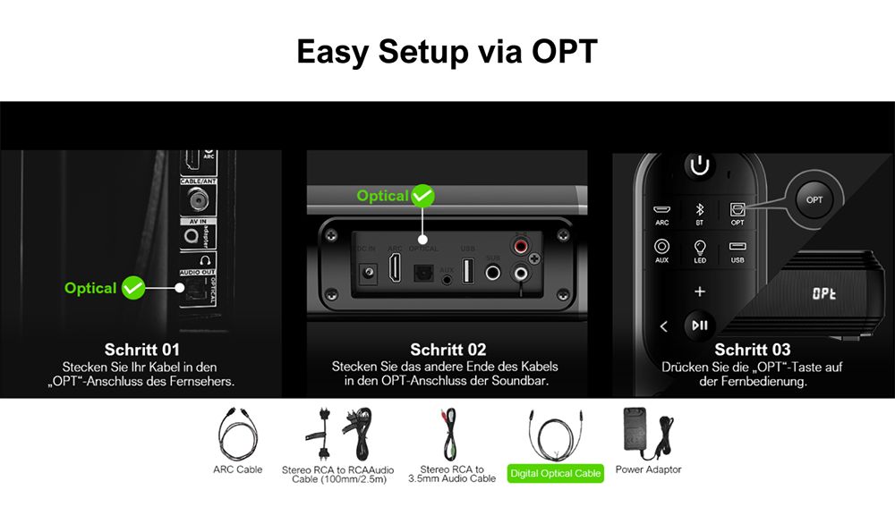 Ultimea Apollo S50 4.1-Kanal abnehmbare Soundbar mit Subwoofer, Bluetooth 5.3, einstellbarem Basspegel, 3 EQ-Modi