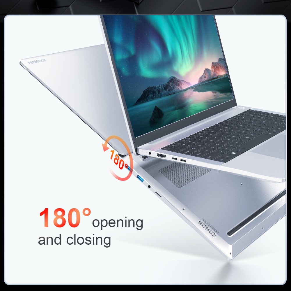 Ordinateur portable Ninkear A15 Pro, écran IPS 15,6'' 1920*1080, AMD Ryzen 5 6600H 6 cœurs Max 4,5 GHz, 32 Go de RAM DDR5 1 To SSD, WiFi6, clavier rétroéclairé, déverrouillage par empreinte digitale, ouverture et fermeture à 180°, 2 * Type-C, 2 * USB3.0 1 * HDMI 1 * casque 1 * Micro SD
