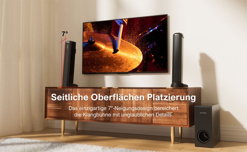 Ultimea Apollo S50 4.1-Kanal abnehmbare Soundbar mit Subwoofer, Bluetooth 5.3, einstellbarem Basspegel, 3 EQ-Modi