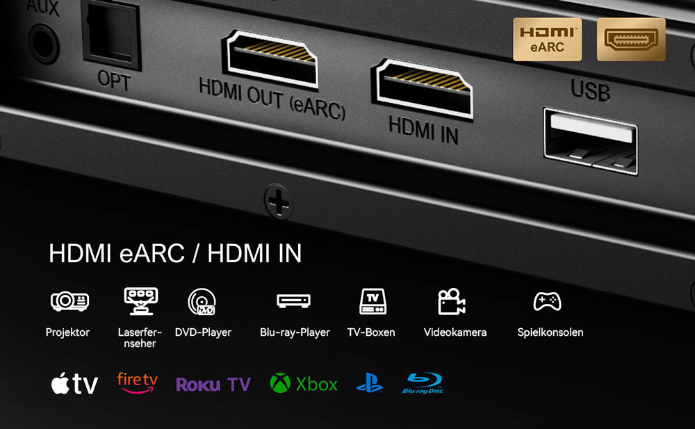 Ultimea Nova S80 Soundbar-Subwoofer-Lautsprecher-Kit, 5.1.2-Kanal, 4K HDR-Passthrough, Dolby Atmos-Dekodierung, 520 W Spitzenleistung