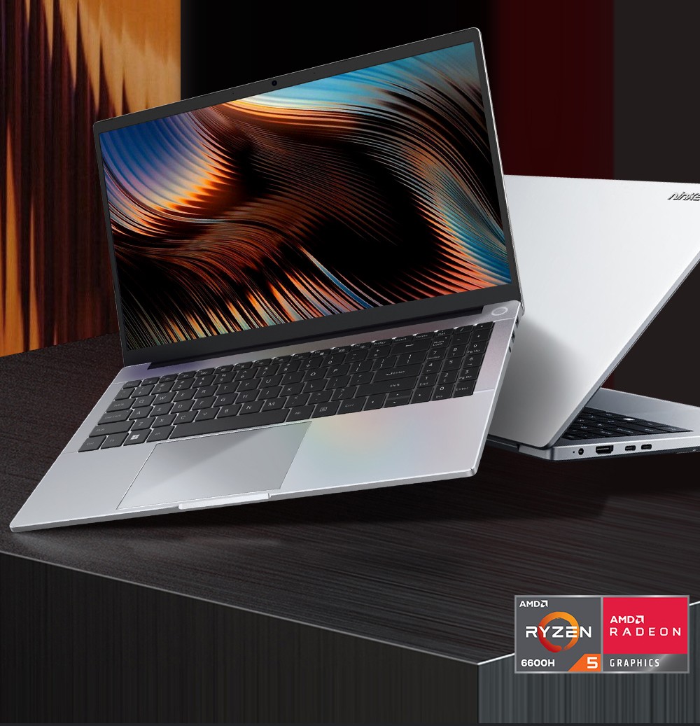 Ordinateur portable Ninkear A15 Pro, écran IPS 15,6'' 1920*1080, AMD Ryzen 5 6600H 6 cœurs Max 4,5 GHz, 32 Go de RAM DDR5 1 To SSD, WiFi6, clavier rétroéclairé, déverrouillage par empreinte digitale, ouverture et fermeture à 180°, 2 * Type-C, 2 * USB3.0 1 * HDMI 1 * casque 1 * Micro SD