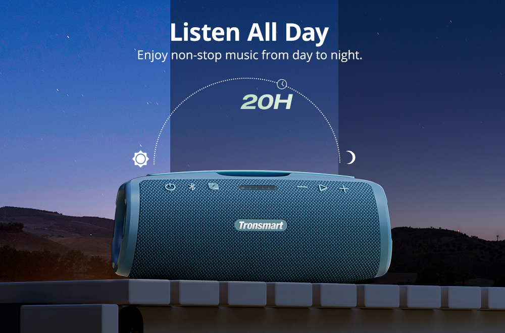 Tronsmart Mirtune S100 Portable Outdoor Speaker, Bluetooth 5.3, Customizable EQ, 50W Output, 20 Hours of Playtime, IPX7 Waterproof, Retractable Handle - Blue