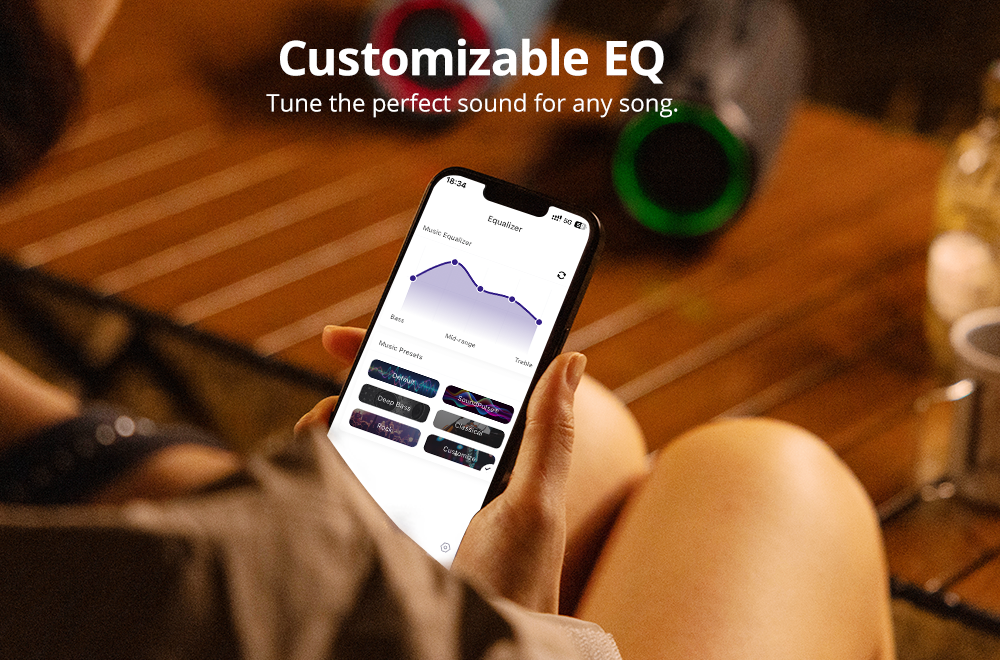 Tronsmart Mirtune S100 Portable Outdoor Speaker, Bluetooth 5.3, Customizable EQ, 50W Output, 20 Hours of Playtime, IPX7 Waterproof, Retractable Handle - Blue