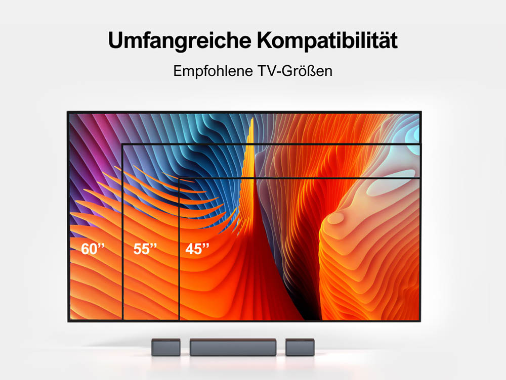 Ultimea Poseidon D50 5.1 Kanal Soundbar mit Subwoofer und hinteren Surround-Lautsprechern, einstellbarer Surround-Pegel, 3 EQ-Modi