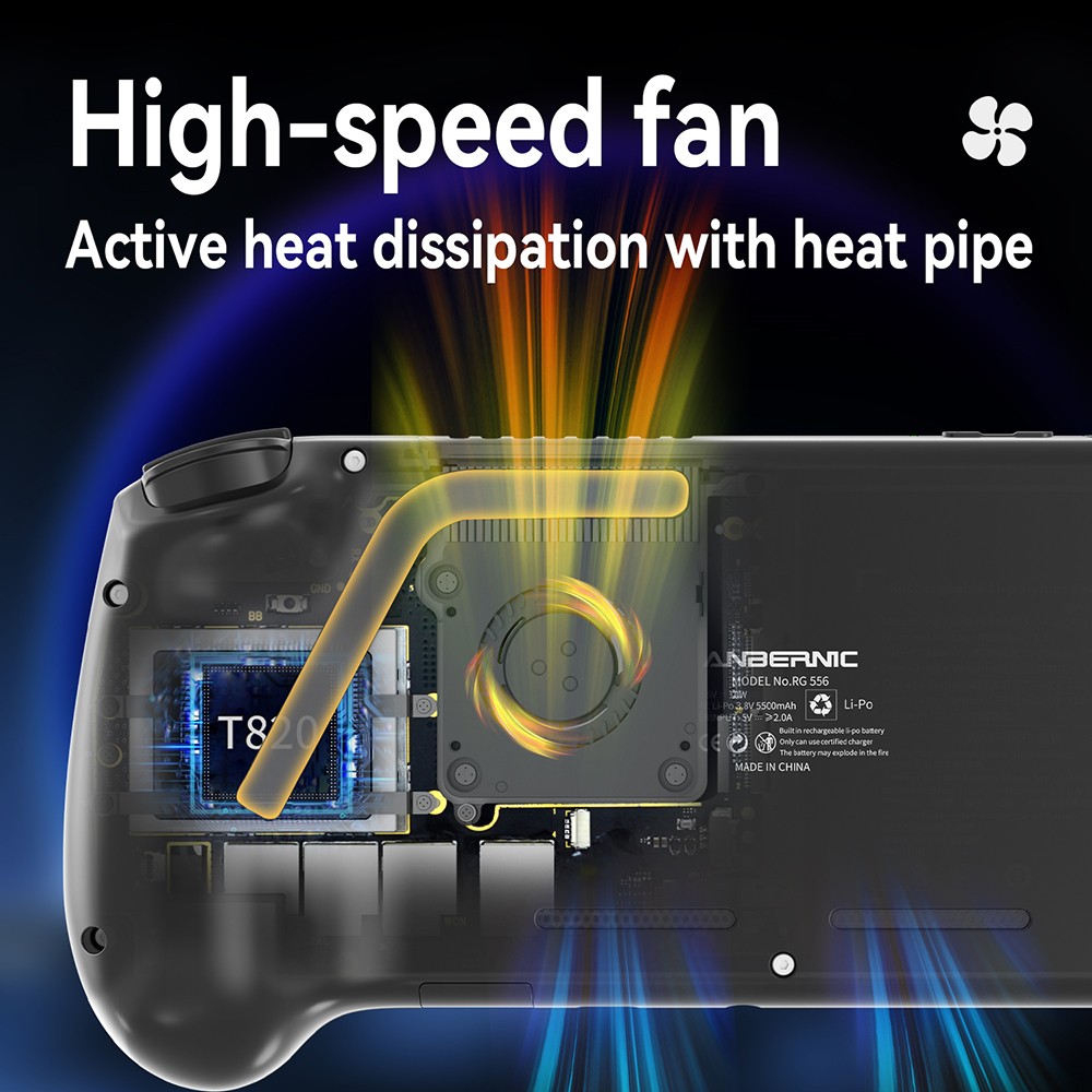 ANBERNIC RG556 Spielkonsole mit 8714 Spielen, 8GB LPDDR4X / 128GB UFS2.2 / 256GB TF-Karte, Android 13, 5,48