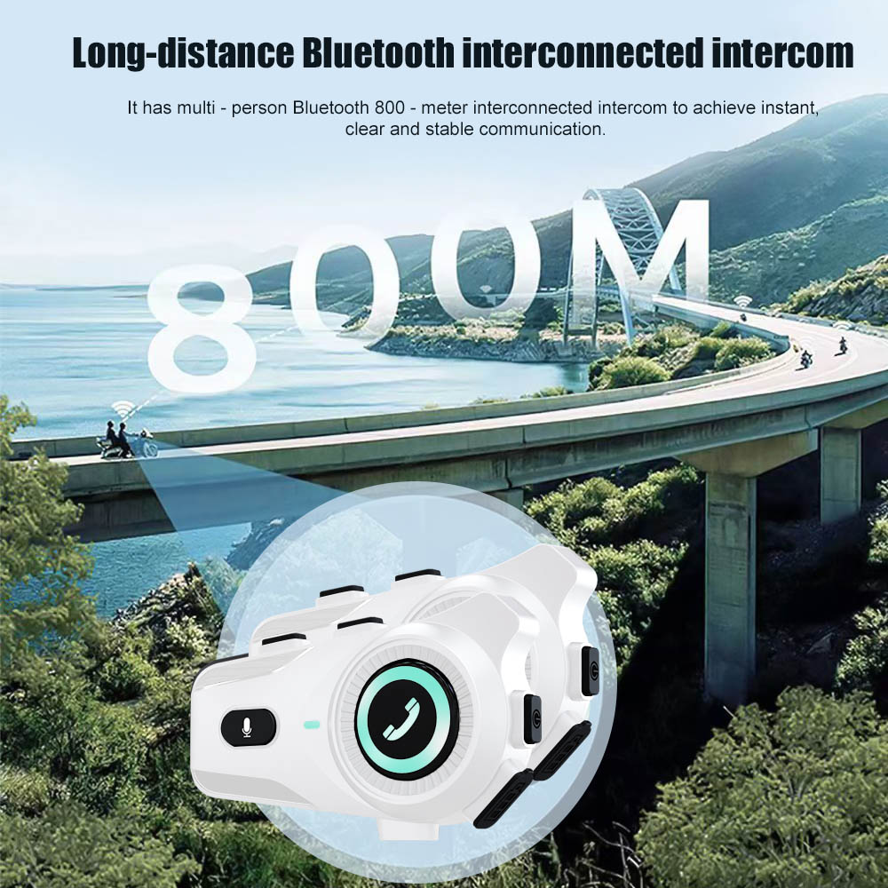 Houtonsen FX2 Helmet Bluetooth Headset with High-definition Sound Quality and 6-color Dazzling Lights - White