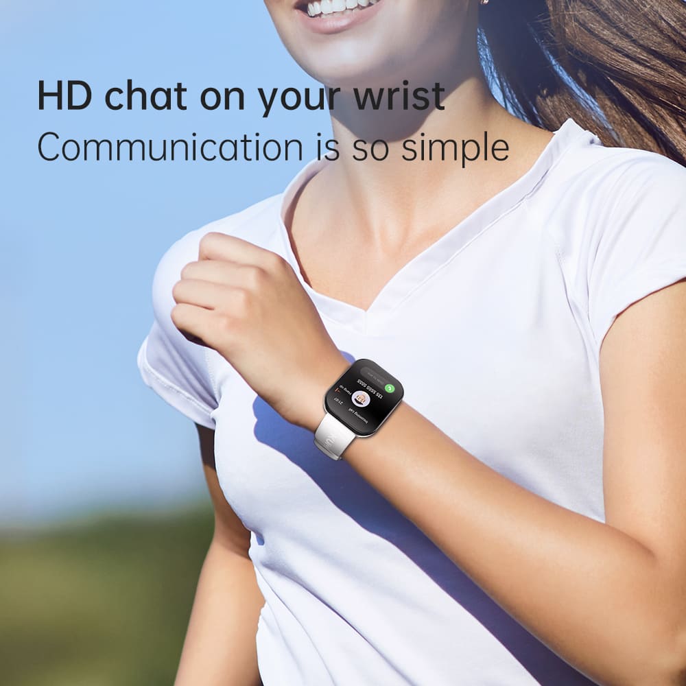 KUMI U6 Smartwatch, 1.96-inch AMOLED Screen, GPS Global Positioning, 5ATM Waterproof, 100+ Sport Modes, Bluetooth Calling, Al Voice Assistant, Health Sleep Monitoring - White