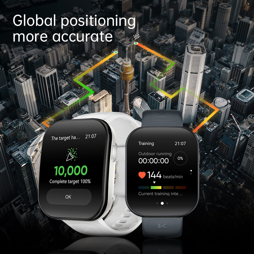 KUMI U6 Smartwatch, 1.96-inch AMOLED Screen, GPS Global Positioning, 5ATM Waterproof, 100+ Sport Modes, Bluetooth Calling, Al Voice Assistant, Health Sleep Monitoring - White