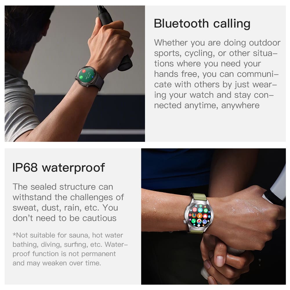 KUMI WATCH Gear GT3 Smartwatch, 1.43-inch AMOLED Screen, Al Intelligent Voice Assistant & Watch Face, Multi-language Translation, Health Monitoring, Bluetooth Calling, IP68 Waterproof - Grey