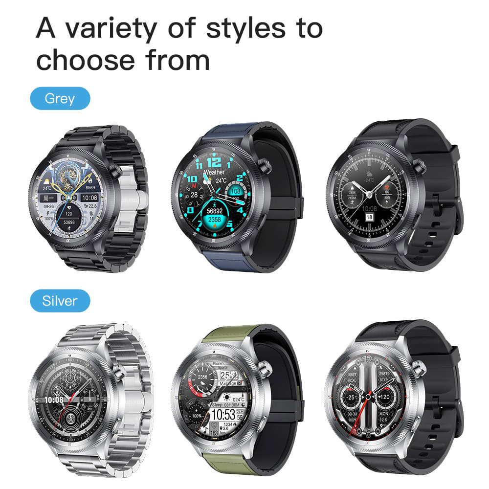 KUMI WATCH Gear GT3 Smartwatch, 1.43-inch AMOLED Screen, Al Intelligent Voice Assistant & Watch Face, Multi-language Translation, Health Monitoring, Bluetooth Calling, IP68 Waterproof - Grey