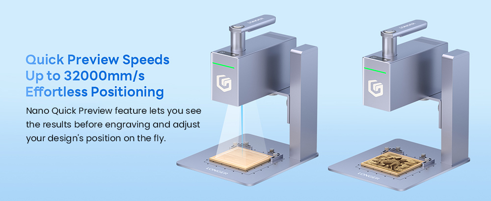 LONGER Nano 6W Portable Laser Engraver, Diode Lasers with FAC, 5000mm/s Ultra-Fast Speed, 0.05mm Precision, LightBurn & LaserGRBL & LaserBurn, 6mm Wood Cutting, 100*100mm