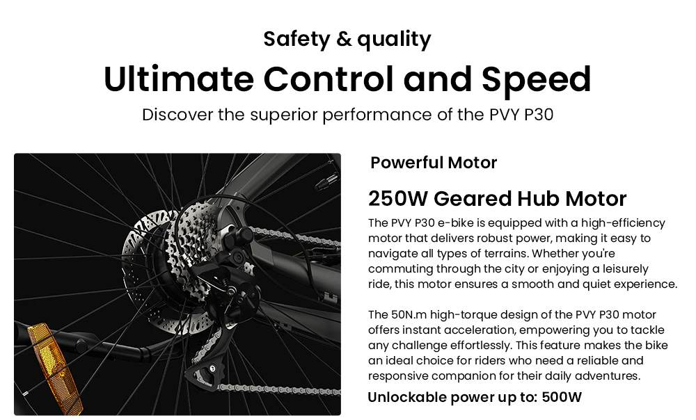 PVY P30 Elektrofahrrad, 500-W-Motor, 36-V-13,5-Ah-Akku, 27,5 x 2,1-Zoll-Reifen, 32 km/h Höchstgeschwindigkeit, 100 km maximale Reichweite, hydraulische Scheibenbremse, SHIMANO 9-Gang, IP66 wasserdicht