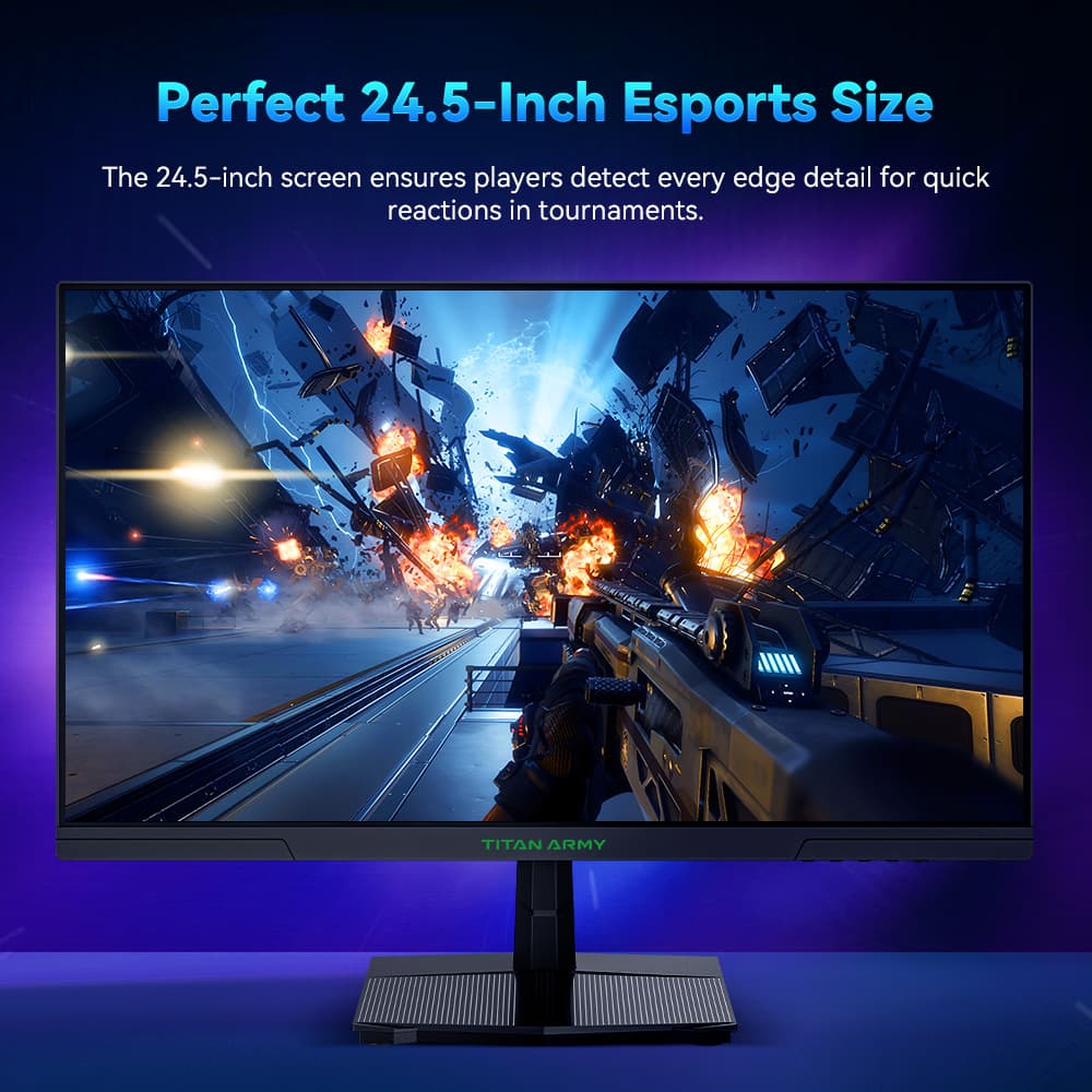 TITAN ARMY P2510S Gaming Monitor, 24.5'' 2560*1440 QHD FAST IPS Screen, 240Hz Refresh Rate, 1ms GTG, 95% DCI-P3, HDR10, Adaptive-Sync, Dynamic OD, Game Rush Mode, PIP & PBP Display, Versatile Picture Modes, Low Blue Light, VESA Wall Mounting