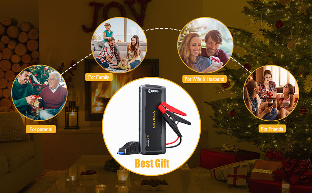 VTOMAN V2500 2500A Car Jump Starter, 15V DC Port, 3 LED Flashlight Modes, 12V Car Up to 8.0L Gas or 6.0L Diesel Engine