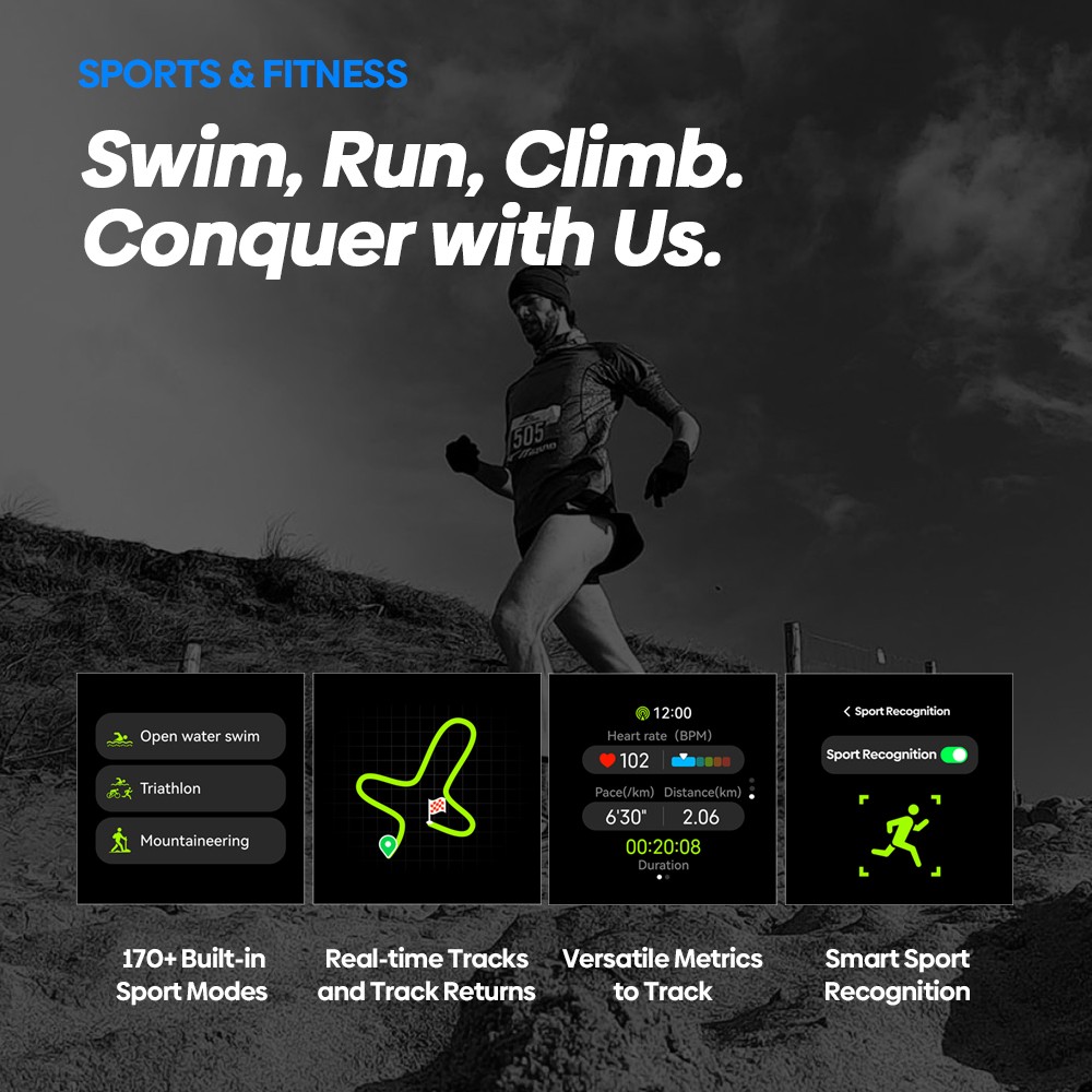 Zeblaze Stratos 2 Ultra Outdoor Smartwatch, 1.43'' Screen, Sleep Health Monitoring, 170+ Sport Modes, 6 Positioning System - Silver