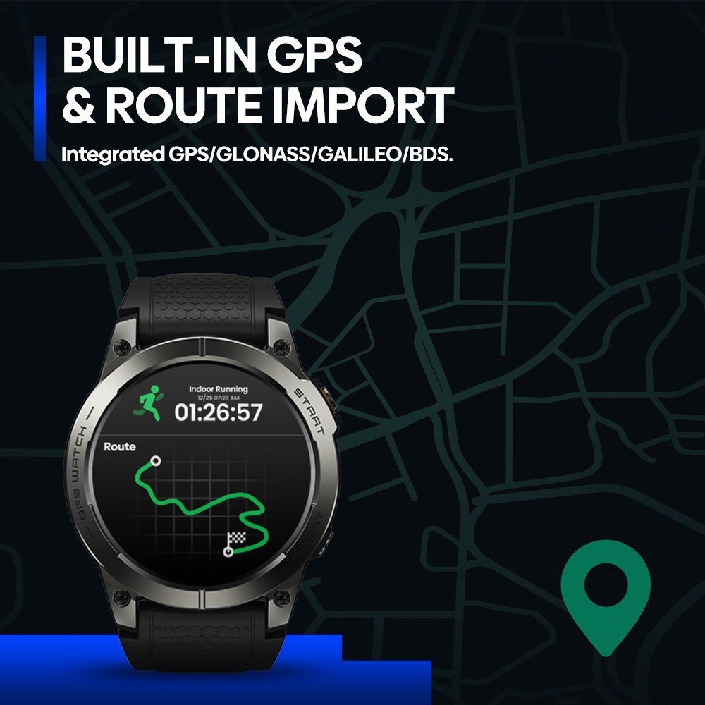 Zeblaze Stratos 3 Pro Smartwatch, 1.43' AMOLED Screen, Bluetooth Calling, 100+ Workout Modes, 24/7 Health Monitoring, GPS Positioning - Blue