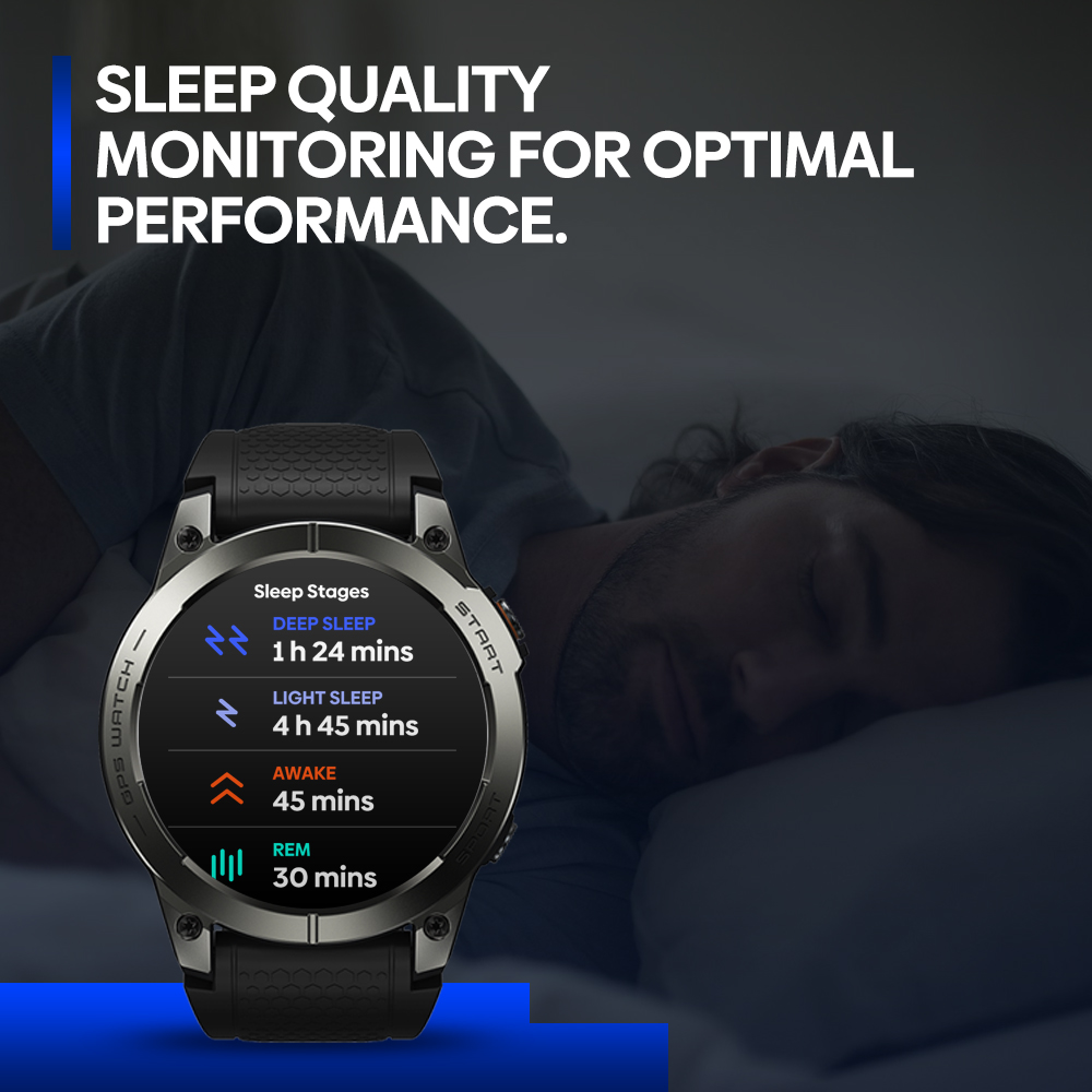 Zeblaze Stratos 3 Pro Smartwatch, 1.43' AMOLED Screen, Bluetooth Calling, 100+ Workout Modes, 24/7 Health Monitoring, GPS Positioning - Blue