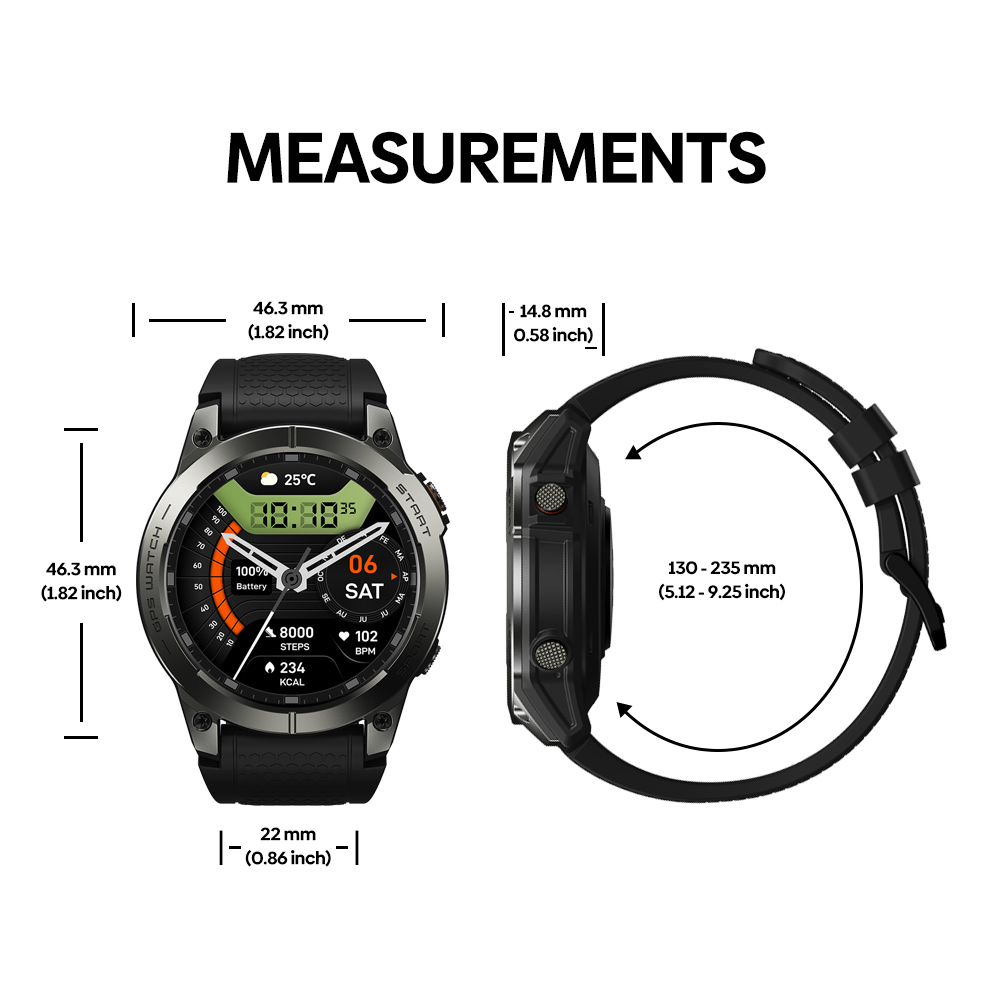 Zeblaze Stratos 3 Pro Smartwatch, 1.43' AMOLED Screen, Bluetooth Calling, 100+ Workout Modes, 24/7 Health Monitoring, GPS Positioning - Blue