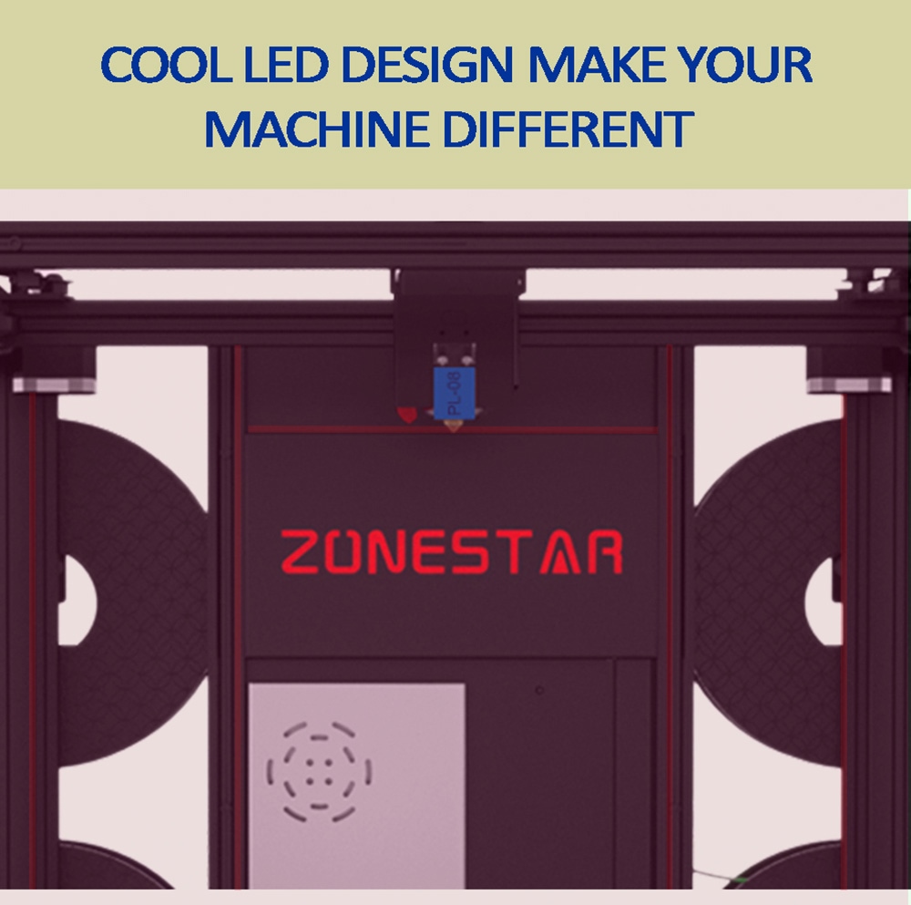 Zonestar Z9V5MK6 4 Extruders 3D Printer, 4 in 1 Out Color-Mixing, Auto Leveling, 32Bit Mainboard, 4.3 inch LCD Screen, 300x300x400mm