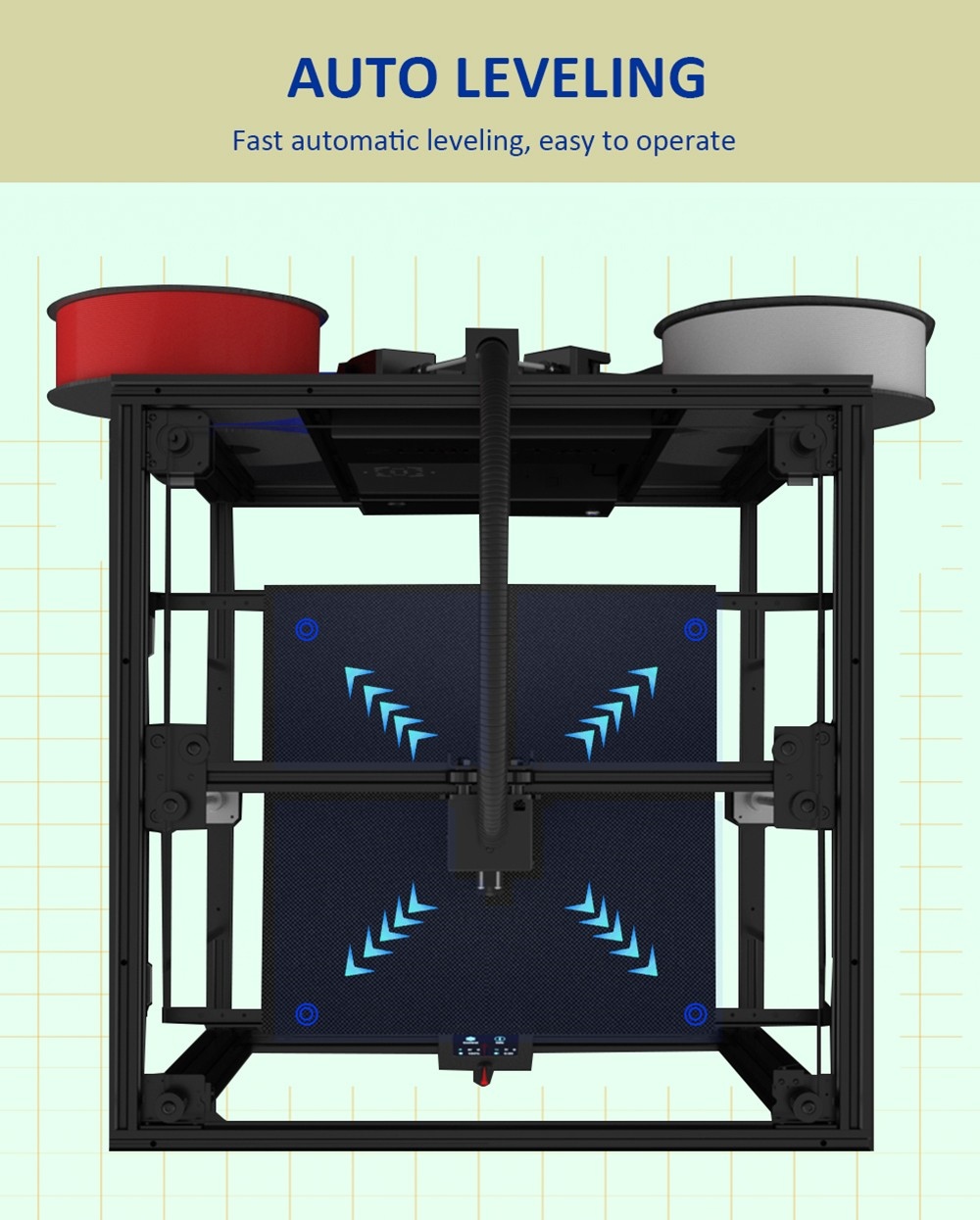 Zonestar Z9V5MK6 4 Extruders 3D Printer, 4 in 1 Out Color-Mixing, Auto Leveling, 32Bit Mainboard, 4.3 inch LCD Screen, 300x300x400mm