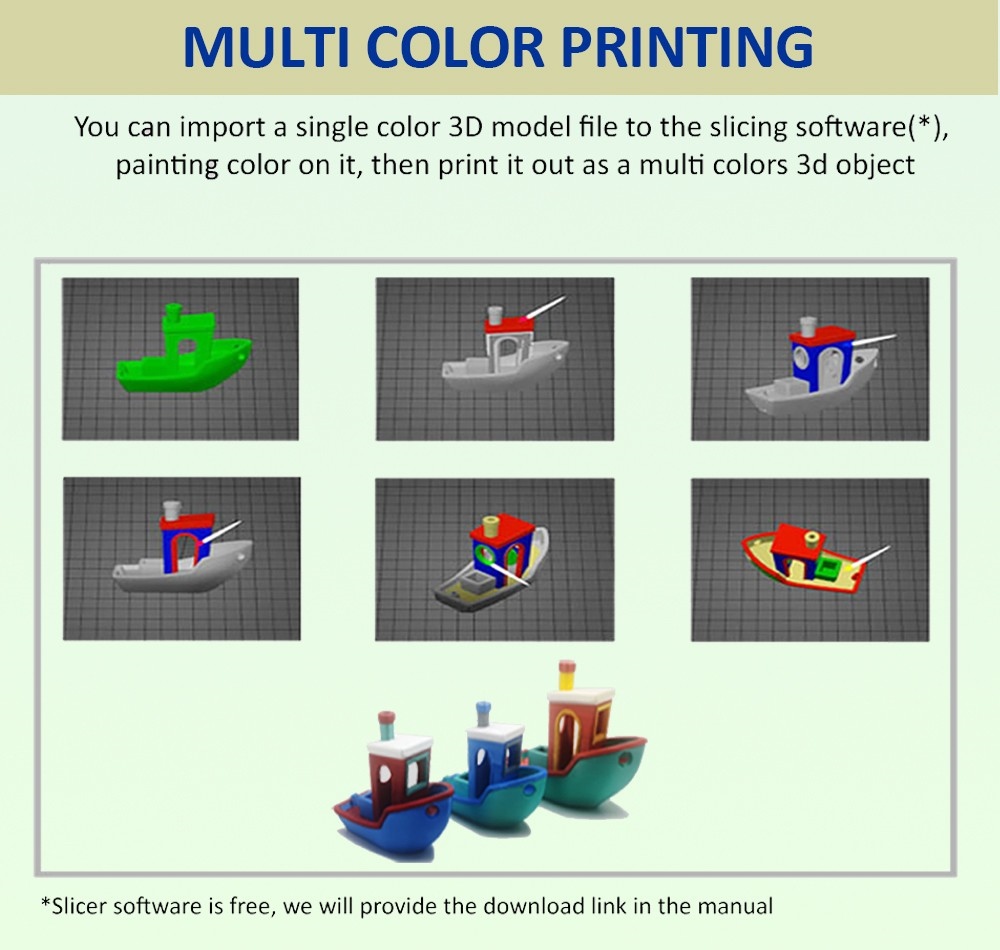 Zonestar Z9V5MK6 4 Extruders 3D Printer, 4 in 1 Out Color-Mixing, Auto Leveling, 32Bit Mainboard, 4.3 inch LCD Screen, 300x300x400mm