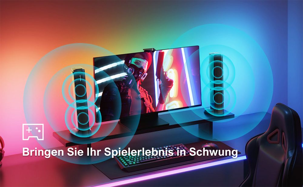 Ultimea Apollo S50 4.1-Kanal abnehmbare Soundbar mit Subwoofer, Bluetooth 5.3, einstellbarem Basspegel, 3 EQ-Modi