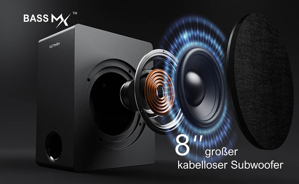 Ultimea Nova S80 Soundbar-Subwoofer-Lautsprecher-Kit, 5.1.2-Kanal, 4K HDR-Passthrough, Dolby Atmos-Dekodierung, 520 W Spitzenleistung