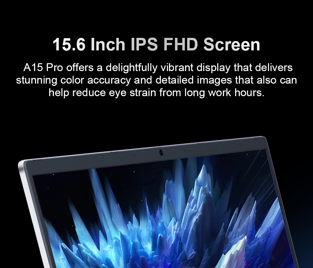 Ordinateur portable Ninkear A15 Pro, écran IPS 15,6'' 1920*1080, AMD Ryzen 5 6600H 6 cœurs Max 4,5 GHz, 32 Go de RAM DDR5 1 To SSD, WiFi6, clavier rétroéclairé, déverrouillage par empreinte digitale, ouverture et fermeture à 180°, 2 * Type-C, 2 * USB3.0 1 * HDMI 1 * casque 1 * Micro SD