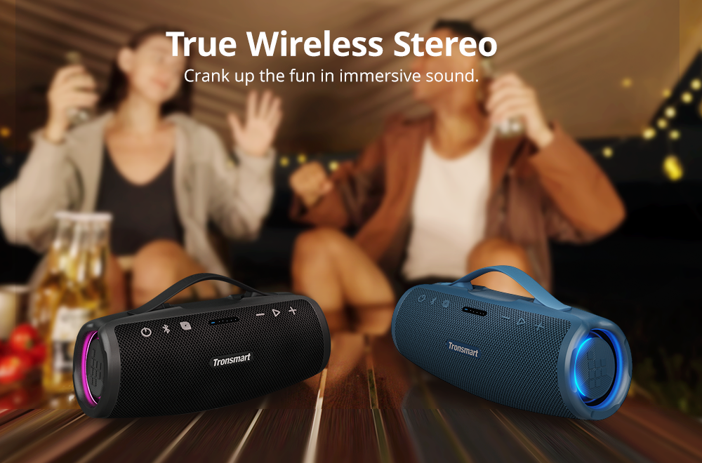 Tronsmart Mirtune S100 Portable Outdoor Speaker, Bluetooth 5.3, Customizable EQ, 50W Output, 20 Hours of Playtime, IPX7 Waterproof, Retractable Handle - Blue