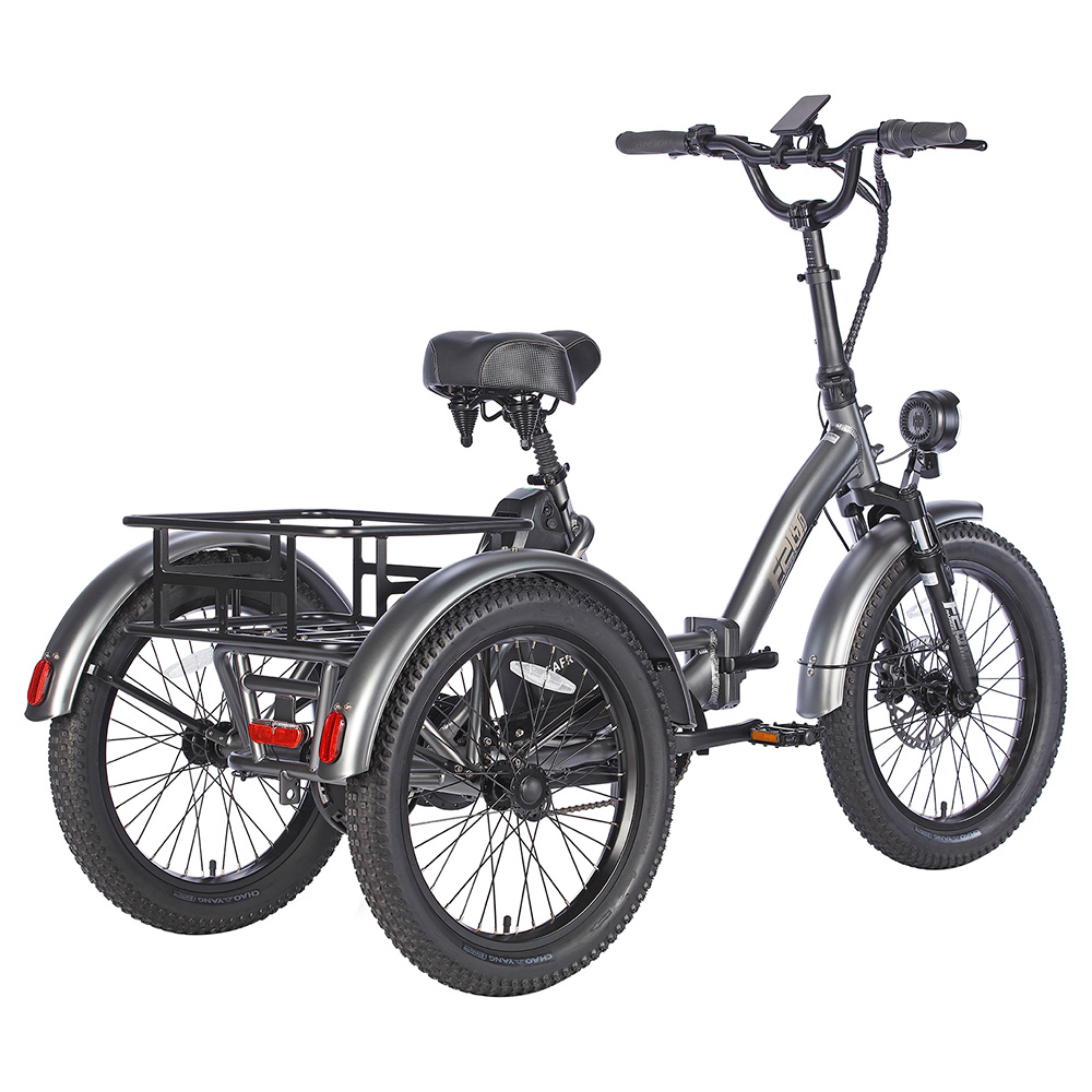 Fafrees F20 Mate Electric Tricycle Standard Version + Enlarged Rear Rack + Front Basket 500W Motor 48V/18.2Ah Battery 20*3.0-inch Fat Tire 110km Max Range Hydraulic Disc Brake - Black