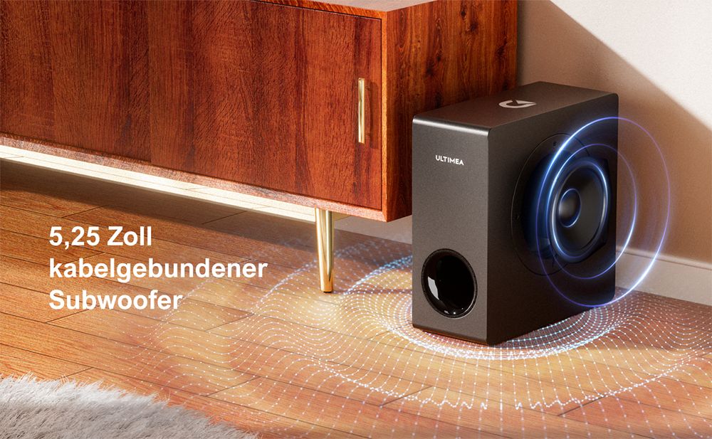 Ultimea Apollo S50 4.1-Kanal abnehmbare Soundbar mit Subwoofer, Bluetooth 5.3, einstellbarem Basspegel, 3 EQ-Modi