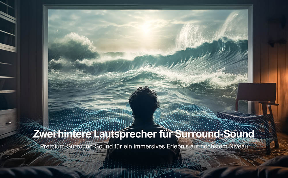 Ultimea Poseidon D50 5.1 Kanal Soundbar mit Subwoofer und hinteren Surround-Lautsprechern, einstellbarer Surround-Pegel, 3 EQ-Modi