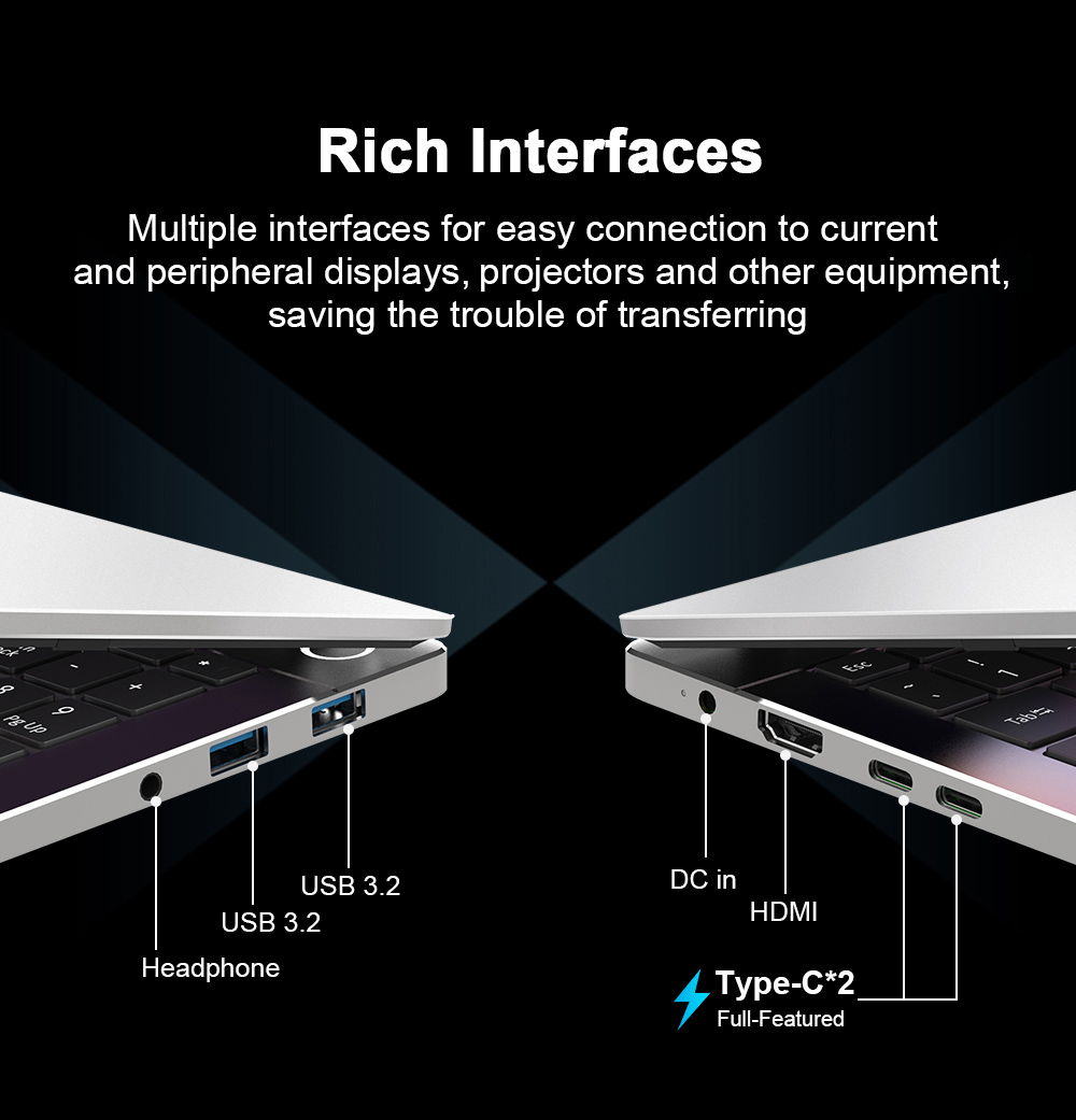 Ordinateur portable Ninkear A15 Pro, écran IPS 15,6'' 1920*1080, AMD Ryzen 5 6600H 6 cœurs Max 4,5 GHz, 32 Go de RAM DDR5 1 To SSD, WiFi6, clavier rétroéclairé, déverrouillage par empreinte digitale, ouverture et fermeture à 180°, 2 * Type-C, 2 * USB3.0 1 * HDMI 1 * casque 1 * Micro SD