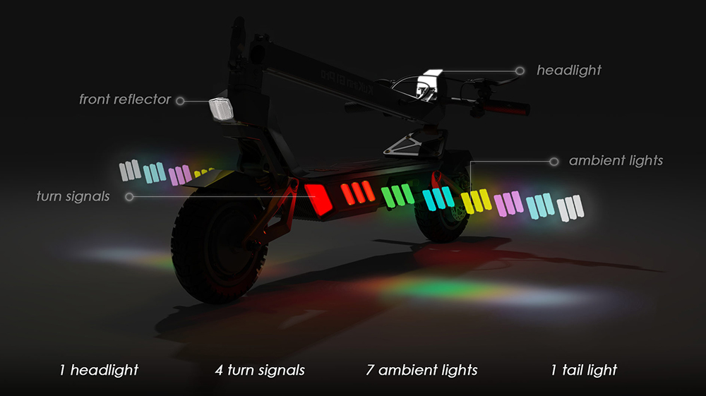 KuKirin G1 Pro Folding Electric Scooter, 10-inch Pneumatic Tire, 2*800W Motor, 48V 20.8Ah Battery, 55km Max Speed, 70km Range, Disc Brake, 13 lights Ambient Lights