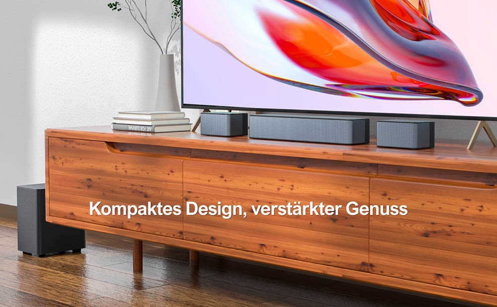 Ultimea Poseidon D50 5.1 Kanal Soundbar mit Subwoofer und hinteren Surround-Lautsprechern, einstellbarer Surround-Pegel, 3 EQ-Modi