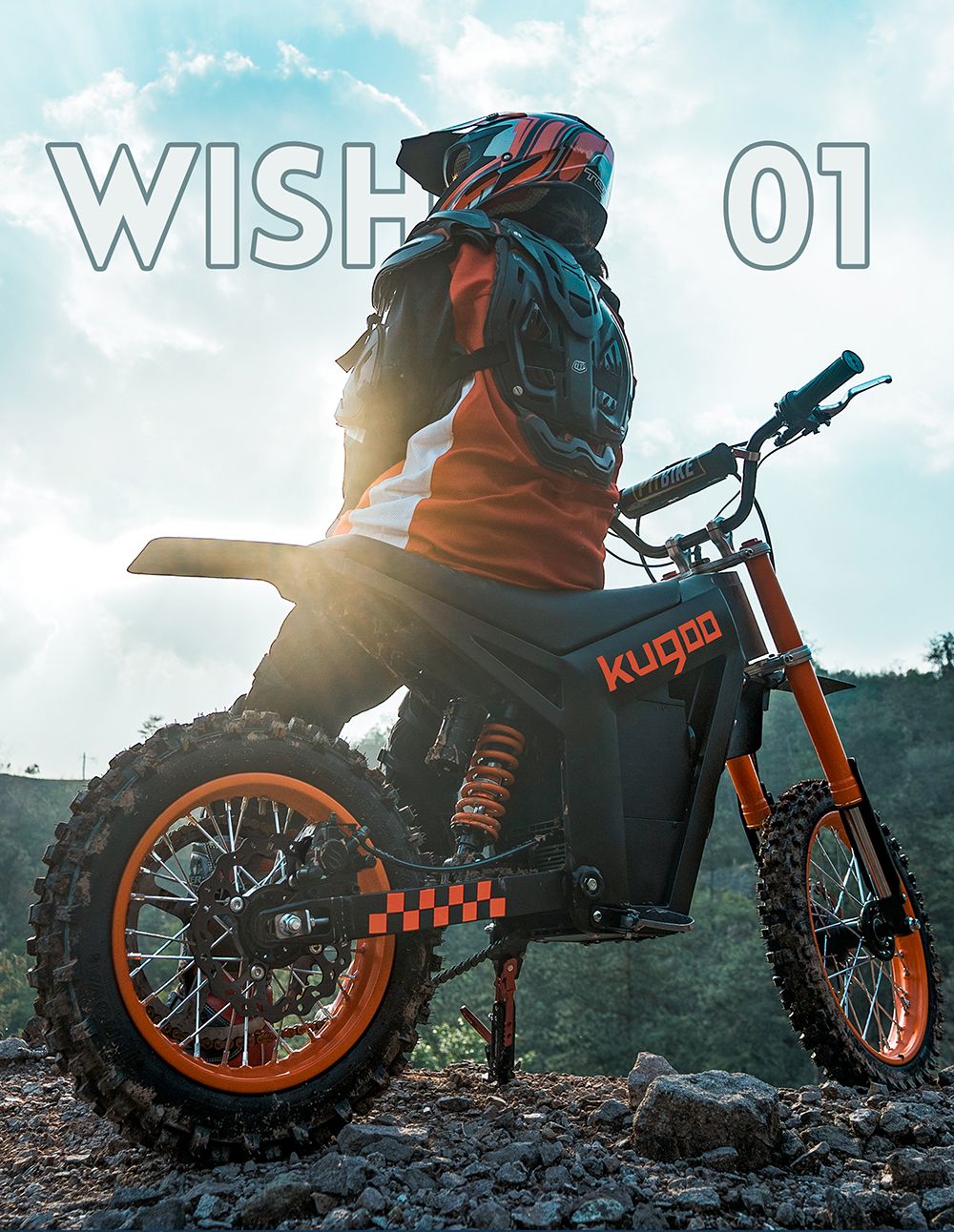 KUGOO Wish 01 Electric Mountain Bike, 1500W Motor, 48V 21Ah Battery, 55km/h Max Speed, 50km Range, 14-inch Front Tire + 12-inch Rear Tire, Hydraulic Suspension, Hydraulic Brake