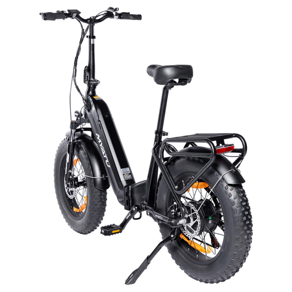MYATU MYT-20XD Electric Bike, 250W Motor, 36V 25Ah Battery, 20*4-inch Tire, 25km/h Max Speed, 100km Range, Disc Brakes, Suspension Fork, SHIMANO 7 Speed, LCD Display - Black
