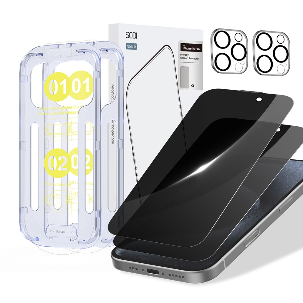 SODI SP03 iPhone 16 Series Privacy Phone Screen and Camera LensProtector Combo Set