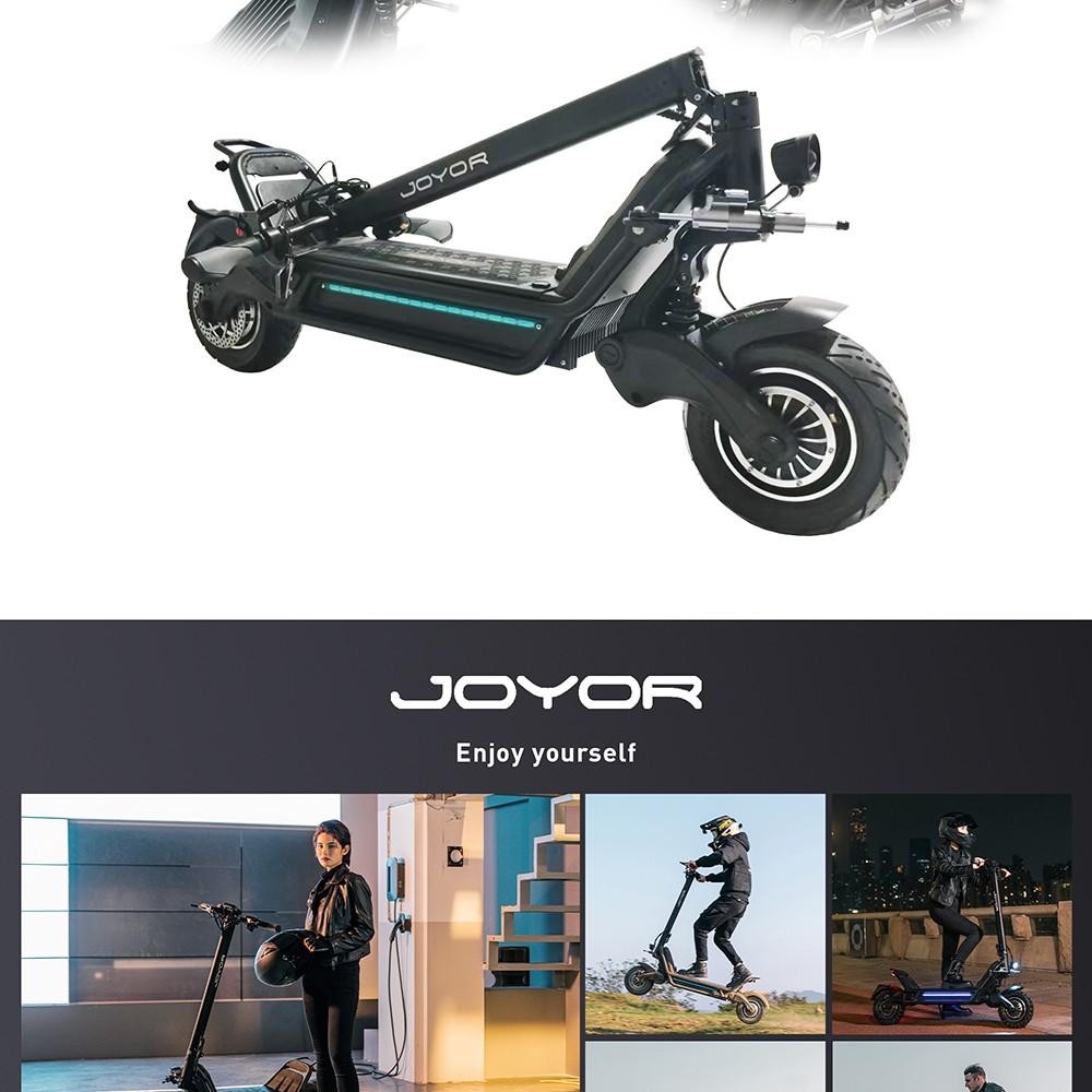 JOYOR E8-S 11-inch Off-road Electric Scooter 1600W*2 Dual Motor 72V 35Ah Lithium Battery, 80km/h Max Speed, 80-100km Range Hydraulic Brakes - Black