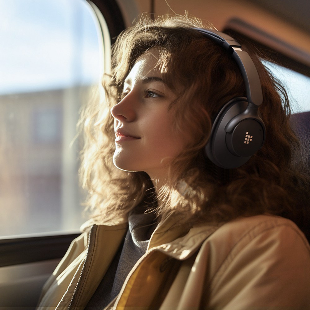 Tronsmart Sounfii Q20 ANC Bluetooth Headphones, 50 Hours Autonomy, 90° Swiveling Earpads, Pair with 2 Devices, Tronsmart App Control, Built-in Mic for Clear Calls, Active Noise Cancellation - Black