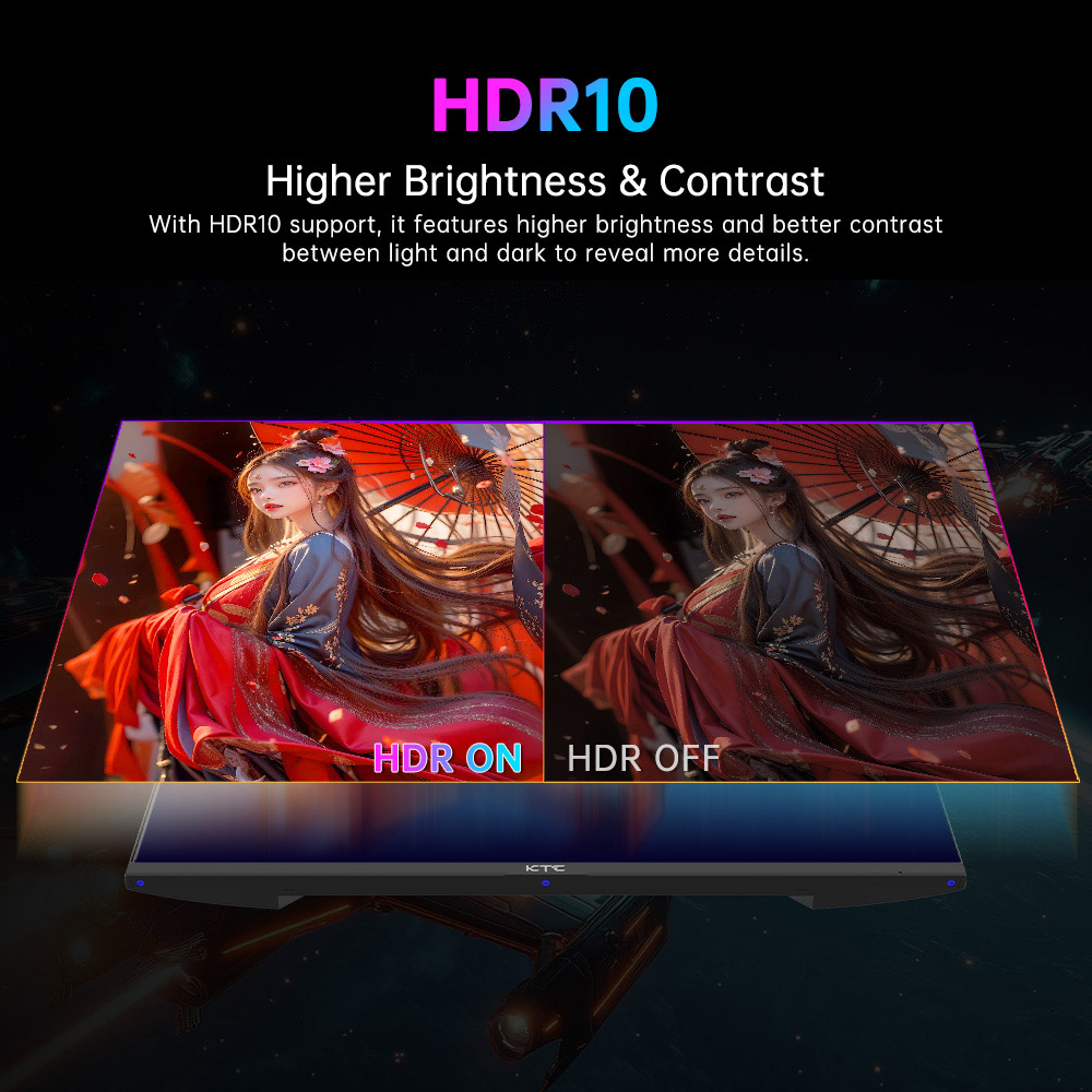 KTC H27T22 Gaming-Monitor 27 Zoll 2560 x 1440 QHD 16:9 ELED 180 Hz Fast IPS Panel Screen 1 ms GTG Reaktionszeit 99 % sRGB HDR10 Low Motion Blur Kompatibel mit FreeSync G-SYNC USB 2 x HDMI 2.0 2 x DP 1.4 Audioausgang