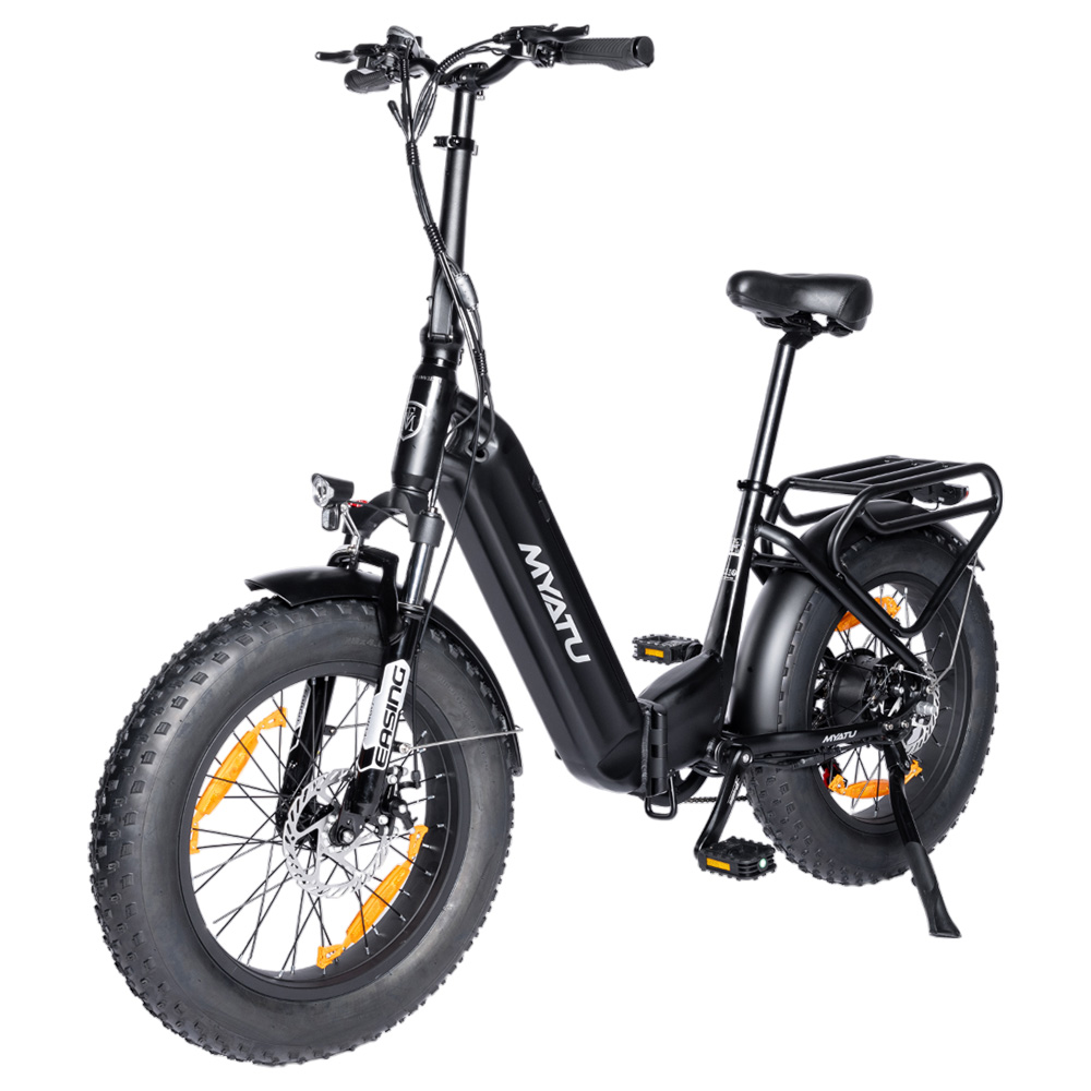 MYATU MYT-20XD Electric Bike, 250W Motor, 36V 25Ah Battery, 20*4-inch Tire, 25km/h Max Speed, 100km Range, Disc Brakes, Suspension Fork, SHIMANO 7 Speed, LCD Display - Black