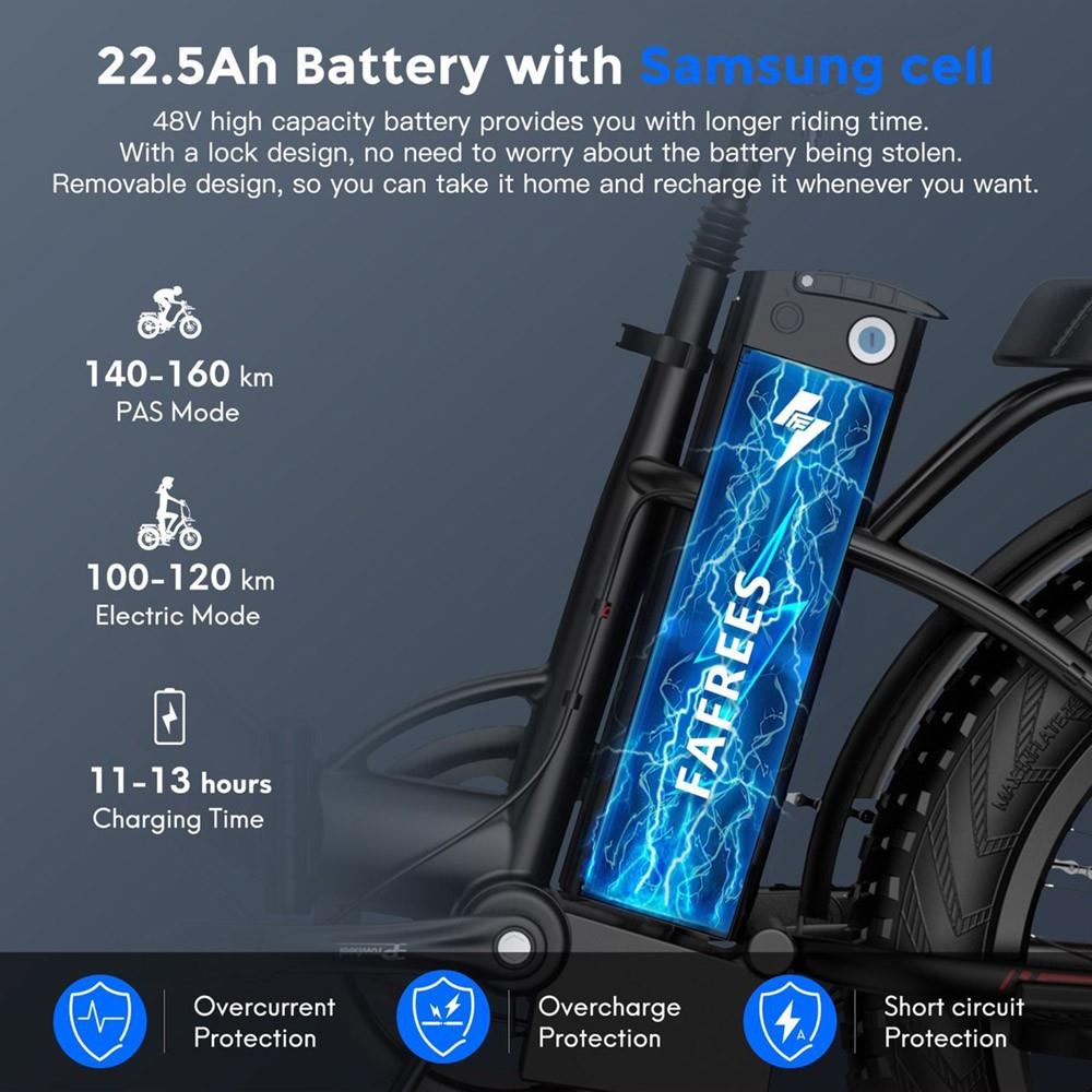 Fafrees F20 Max Electric Bike, 20*4.0 Inch Fat Tire, 500W Brushless Motor, 48V 22.5Ah Samsung Cell Battery, 25km/h Speed, Front & Rear Disc Brakes, Shimano 7-Speed - Aurora Blue